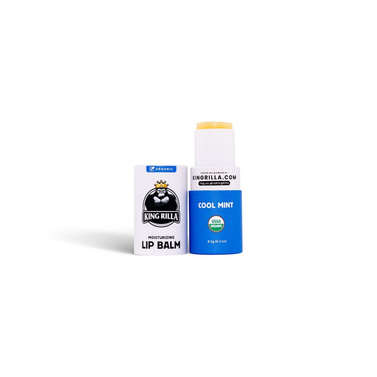 Lip balm with packaging on a white background