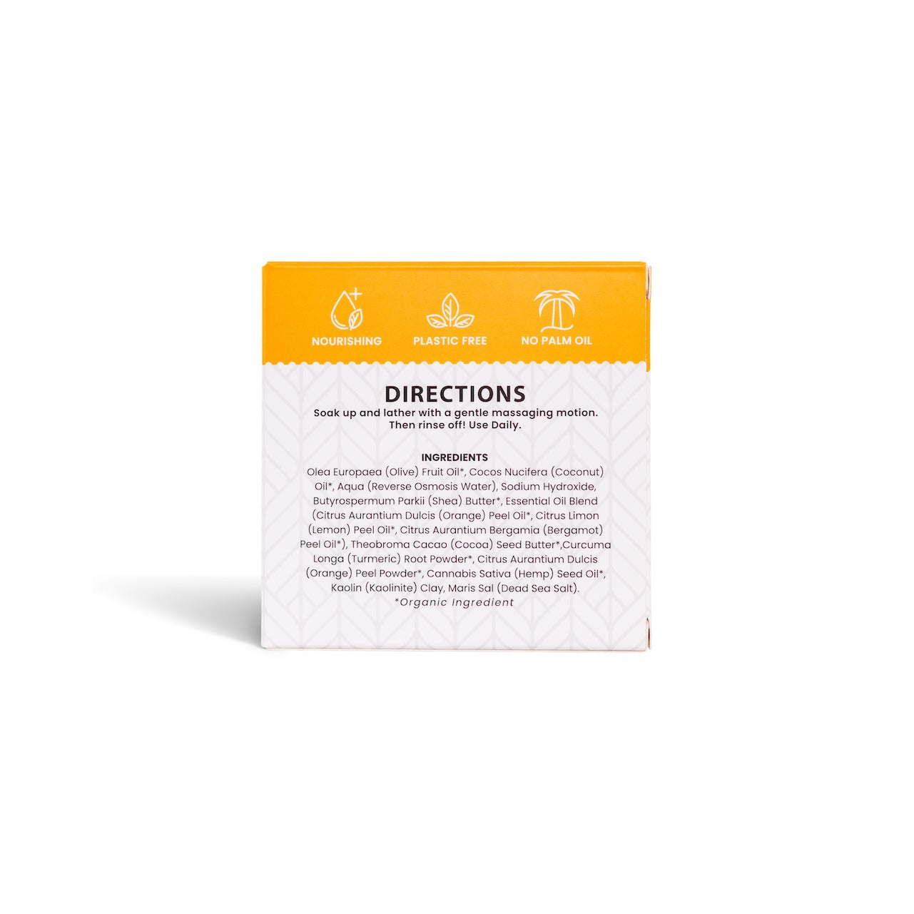 Product packaging with directions and ingredients on a white background