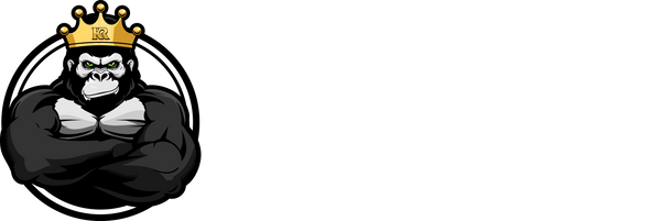 Logo of King Rilla with a gorilla wearing a crown on a white background