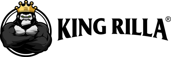 Logo of King Rilla with a gorilla wearing a crown on a white background