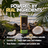 King Rilla deodorant can with natural ingredients on a beach background