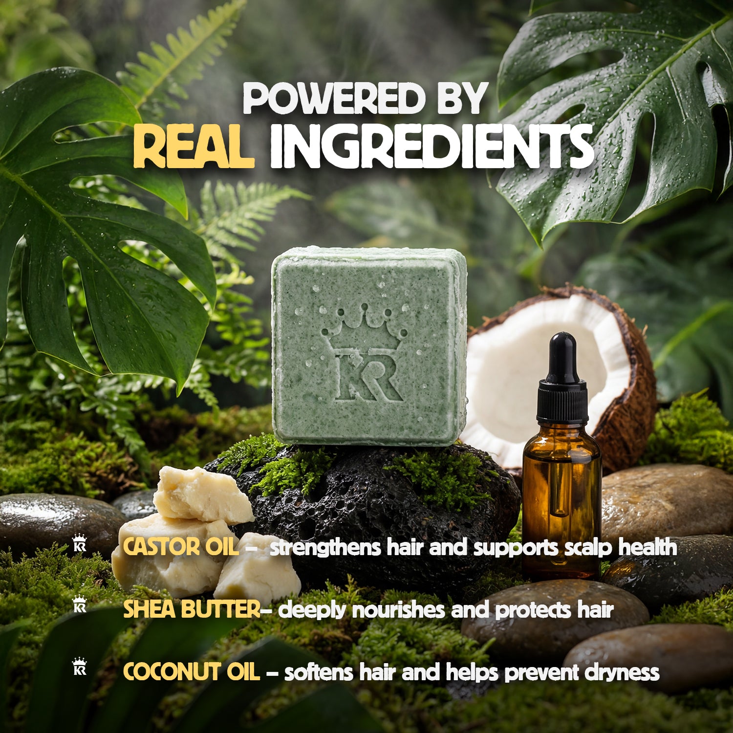 Cosmetic product with natural ingredients on a green leafy background
