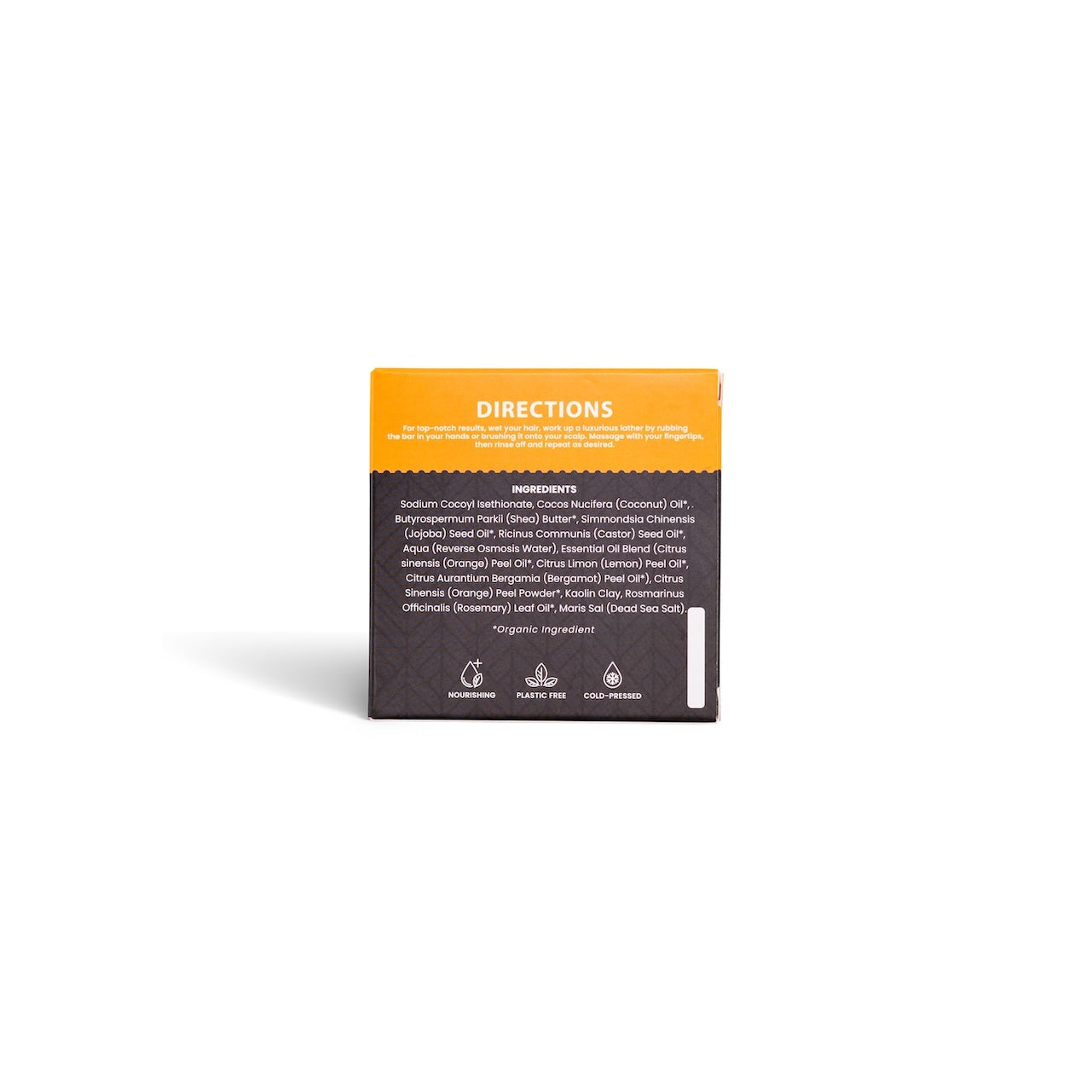 Product packaging with directions on a white background