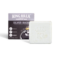King Rilla Silver Back shampoo bar with packaging on a white background