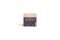 Product packaging with a black label on a white background
