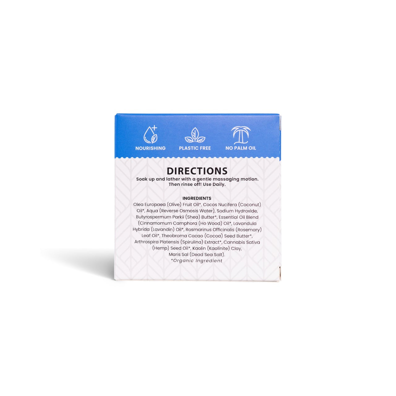 Product packaging with directions and ingredient list on a white background