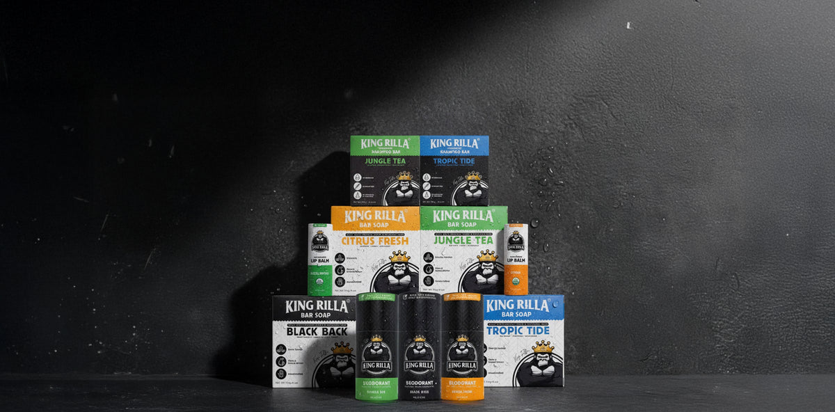 Collection of King Rilla vape products on a dark background