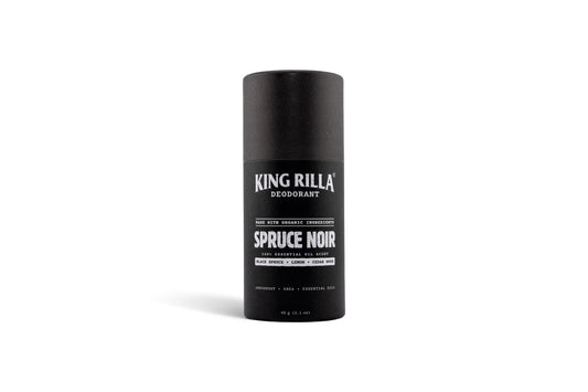 King Rilla Spruce Noir deodorant in updated packaging on white
