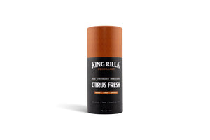 King Rilla Citrus Fresh deodorant in updated packaging on white