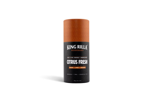 King Rilla Citrus Fresh deodorant in updated packaging on white