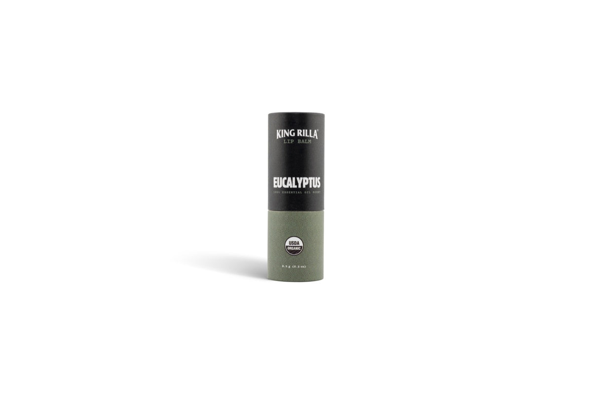 King Rilla Eucalyptus lip balm in updated packaging on white