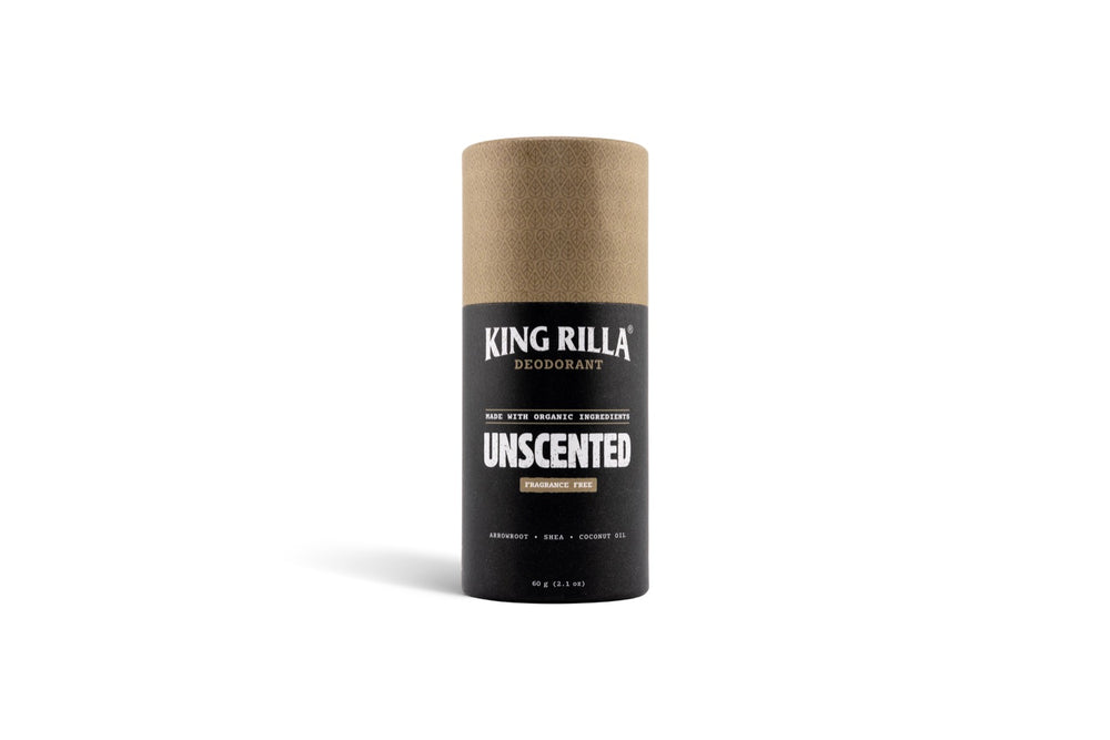 King Rilla Unscented deodorant in updated packaging on white
