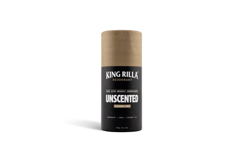King Rilla Unscented deodorant in updated packaging on white