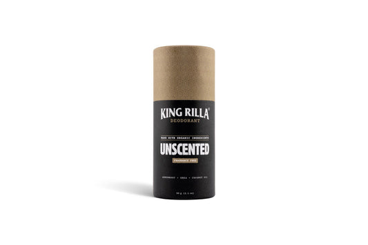 King Rilla Unscented deodorant in updated packaging on white