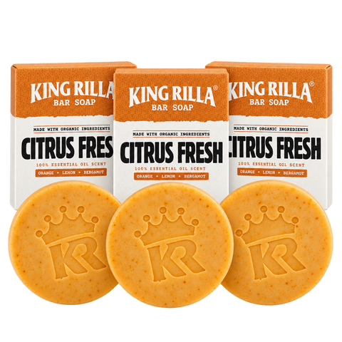 3 citrus fresh soap bars with 3 matching boxes