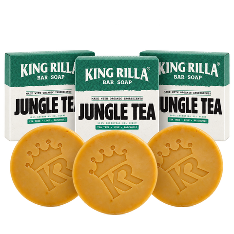 3 jungle tea soap bars with 3 matching boxes