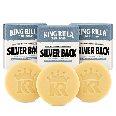 3 silver back soap bars with 3 matching boxes