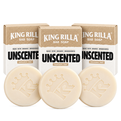 3 unscented soap bars with 3 matching boxes