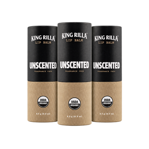 3 unscented lip balm products