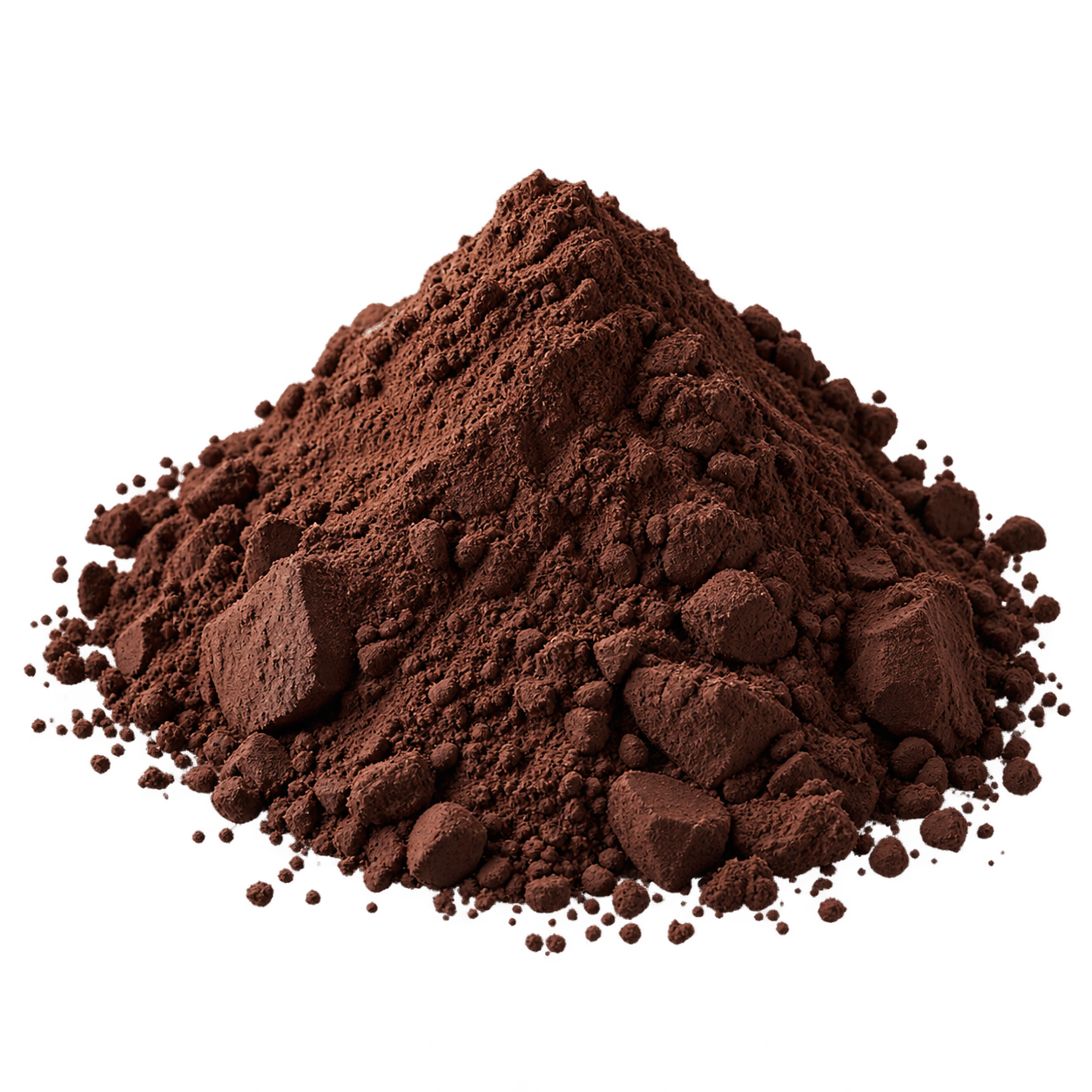 a compact mound of very dark brown black cocoa powder