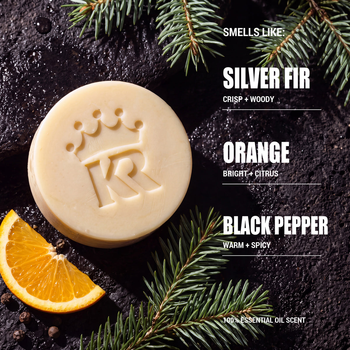 Silver Back soap with silver fir, orange and black pepper scent notes