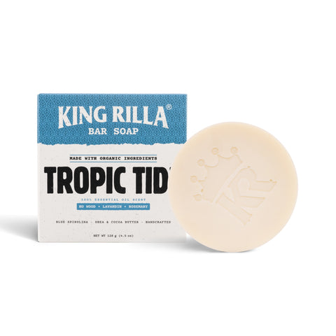 King Rilla Tropic Tide bar soap and packaging on white