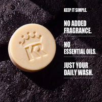 Unscented soap on wet black stone: no added fragrance or essential oils