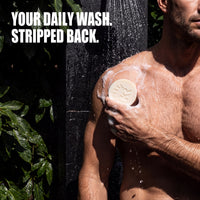 Man washing with Unscented bar soap in a shower